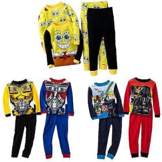 Boy 4PC Spongebob Transformers Lego Star Wars Pajama Shirt Pants Set 4 
