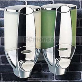Bath Bathroom Wall Mounted Double Shower Soap Lotion Dispenser NEW