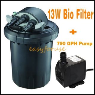 1500 gal UV BIO FILTER Pond Pressured 13w Filter Pressurized with 790 