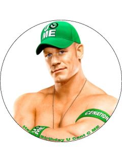 WWE John Cena Personalised Edible Cake Topper. 7.5 round or A4 icing 