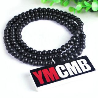Letter YMCMB Wooden Pendant Pieces Necklace Chain Rosary Men Hiphop 