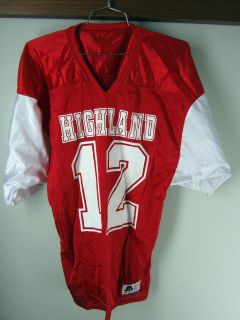 vtg Highland football player jersey red and white #12 sz L Halloween 