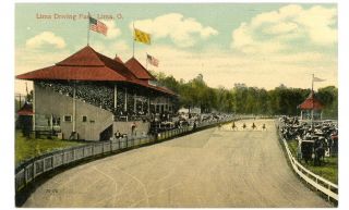 Lima OH   LIMA DRIVING PARK & HARNESS HORSE RACE   Postcard Sulky 