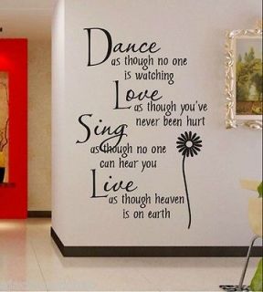 Dance&Love&Sing&Live stickers wall Decal Removable Art Vinyl Windows 