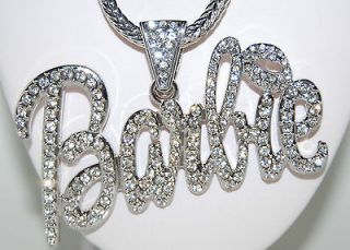 Huge SILVER CRYSTAL BARBIE BLING NECKLACE Chain