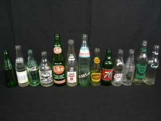   Vintage Soda Bottles Advertising Coca Cola Fresca Crush 76 LOT