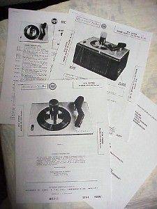 RCA Victor 45 RPM Record Player Repair Literature