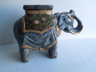   Hollywood Regency Ceramic Elephant Plant Stand Garden Stool Table Base