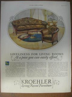 1926 Kroehler Living Room Furniture Ad Great Colors