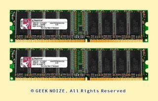   Kingston 2GB 2x 1GB PC2700 DDR 333 NonECC Low Density 184pin Memory