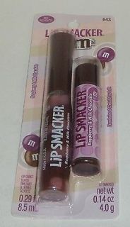 BonneBell Smackers M&MS Lip Gloss 2 Pc Liquid & Balm RASPBERRY MILK 