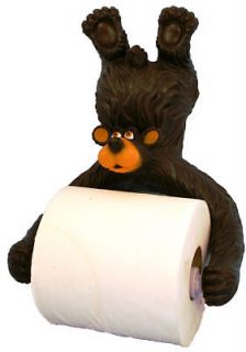 Bear toilet paper holder bathroom cabin log home decor