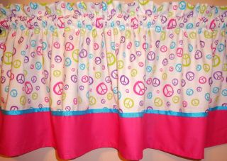 NEW peace sign on white Hot PINK custom ribbon VALANCE your CHOICE 