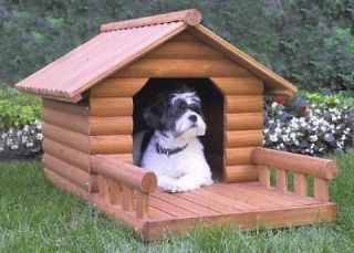 Log Cabin Wood Wooden Dog House w/Optional Porch NEW