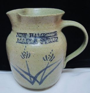 1989 NEW HAMPSHIRE MAPLE SYRUP PITCHER~STONEWARE~COBALT BLUE~CONCORD 