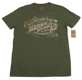 LUCKY BRAND Mens Too Tough To Die Los Angeles Tee Shirt Green NWT