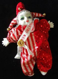 Porcelain Baby Clown Doll Mardi Gras Red New Orleans