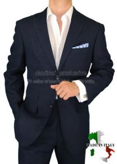 BIANCO BRIONI $1598 LINEN MADE IN ITALY MENS SUITS NAVY 38S