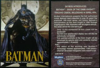   CARD BATMAN SAGA OF THE DARK KNIGHT (Skybox/1994) NO# (SEWER COVER