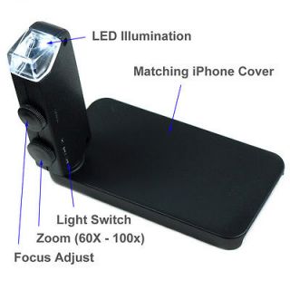 60X   100X Jewelers Loupe illuminated Magnifier iPhone Compatible 