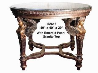 Bronze Table Base Sphinx Leg Table w/Marble Top