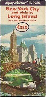 1960 ESSO Road Map NEW YORK CITY Manhattan Long Island Expressway 