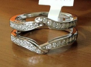 Solitaire Enhancer Diamonds Ring Guard Wrap White Gold Wedding Band 