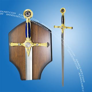 45 Masonic Medieval Templar Knight Sword Blue Handle