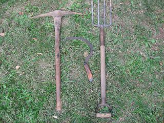 Pic Axe Pitch Fork Sickle Sling Blade Vintage large tools