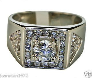   carat lab created Diamond MENS ring Platinum Overlay size 11