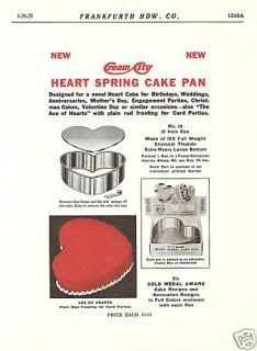 CREAM CITY VALENTINE CAKE PAN VINTAGE 1931 CATALOG AD