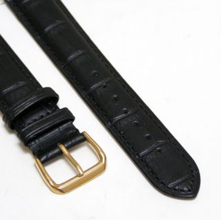 20mm Black Leather Men Watch Band Strap CROCO Black Fits Tissot w Gold 