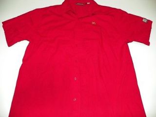 McDonalds Red Uniform Costume Shirt L Large Cotton Poly