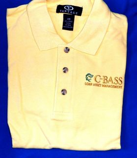 Yellow Mens XS Combed Cotton Polo Golf Shirt C Bass Mgmt Logo NEW in 