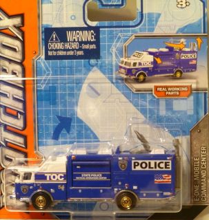 Matchbox 2012 E ONE MOBILE COMMAND CENTER Blue Real Working Rigs MOC