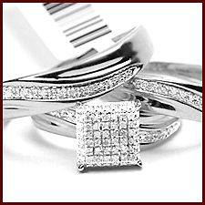   55 ct Diamond Wedding Mens & Womens Cheap Engagement Set of 3 Rings