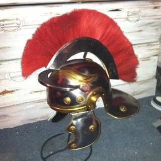 Medieval Centurian Warrior Helmet War Steel Red Top Piece Roman 