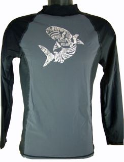 Maui Wear 498M quality mens 2 tone rash guard / swim shirt, shark 