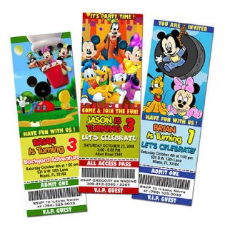 MICKEY MOUSE CLUBHOUSE DISNEY BIRTHDAY PARTY INVITATION TICKET FIRST 