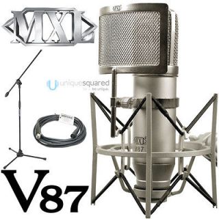 MXL V87 Low Noise Condenser Mic w/ Shockmount + Stand + XLR Cable