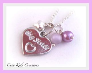 Big Sister / Little Sister Heart Pendant Necklace Personalised Gift