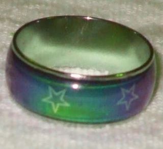   STAR COLOR CHANGING MOOD RING BAND SZ. 6, 7.5, 9 OR 10 W/ COLOR CHART