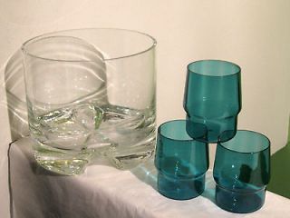   Scandiavian Blue Glass Nuutajarvi Riihimaen Lasi Oy Danish Modern