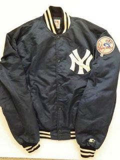 New York Yankees Mens XL Starter MLB satin jacket vintage snap up coat 