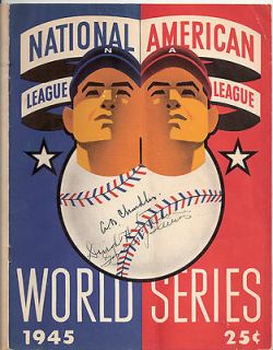 1945 World Series Program Game 6   Cubs Tigers 25 autographs 
