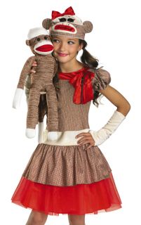 Kids Sock Monkey Dress Outfit Girls Halloween Costume