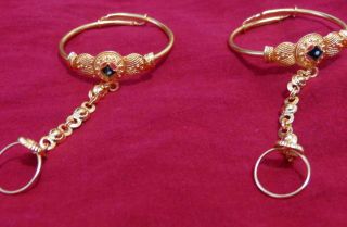   BABY Lot 2 chain ring slave bracelet gold silver Indian JEWELRY