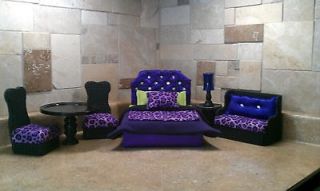 Furniture for Barbie or Monster High Dolls  Purple Leopard  Complete 