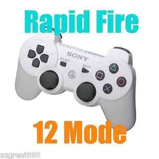 PS3 modded Rapid Fire DualShock3 Modded Wireless White Controller 12 