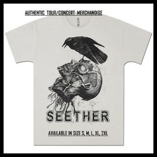 NEW SEETHER 2012 Crow Head Mens Authentic Tour/Concert Gray T Shirt 